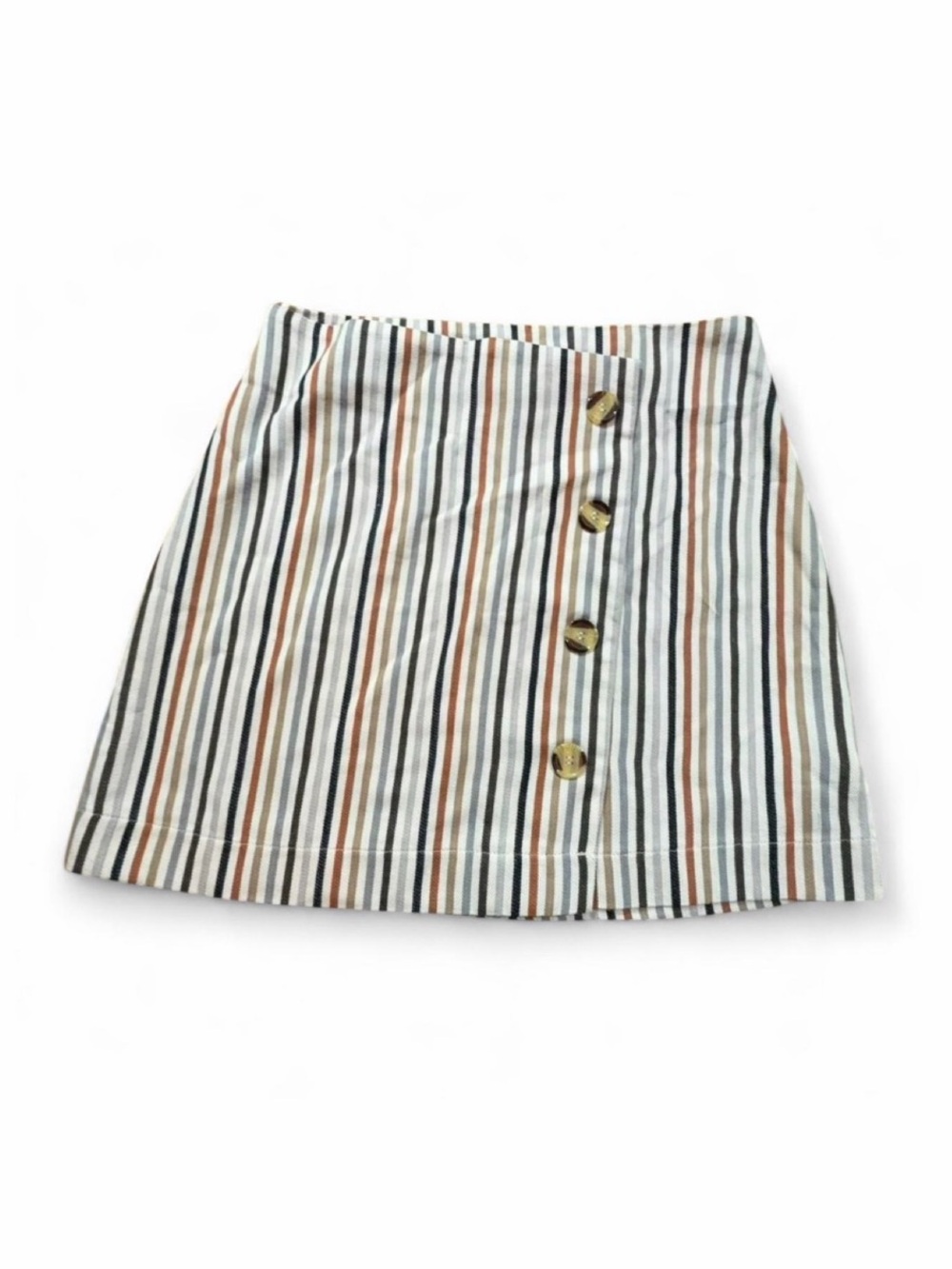 Altar'd State Striped Button Front Mini Skirt Women's Small Neutral Cottagecore
